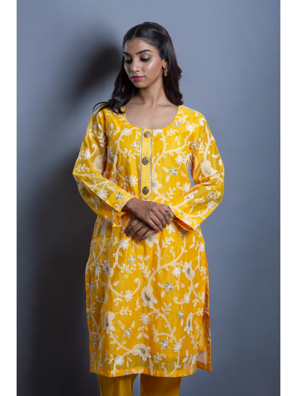  Golden Glow Chanderi Set, chanderi co ord set, yellow co ord set, party wear co ord, Pongal sale, Lohri sale
