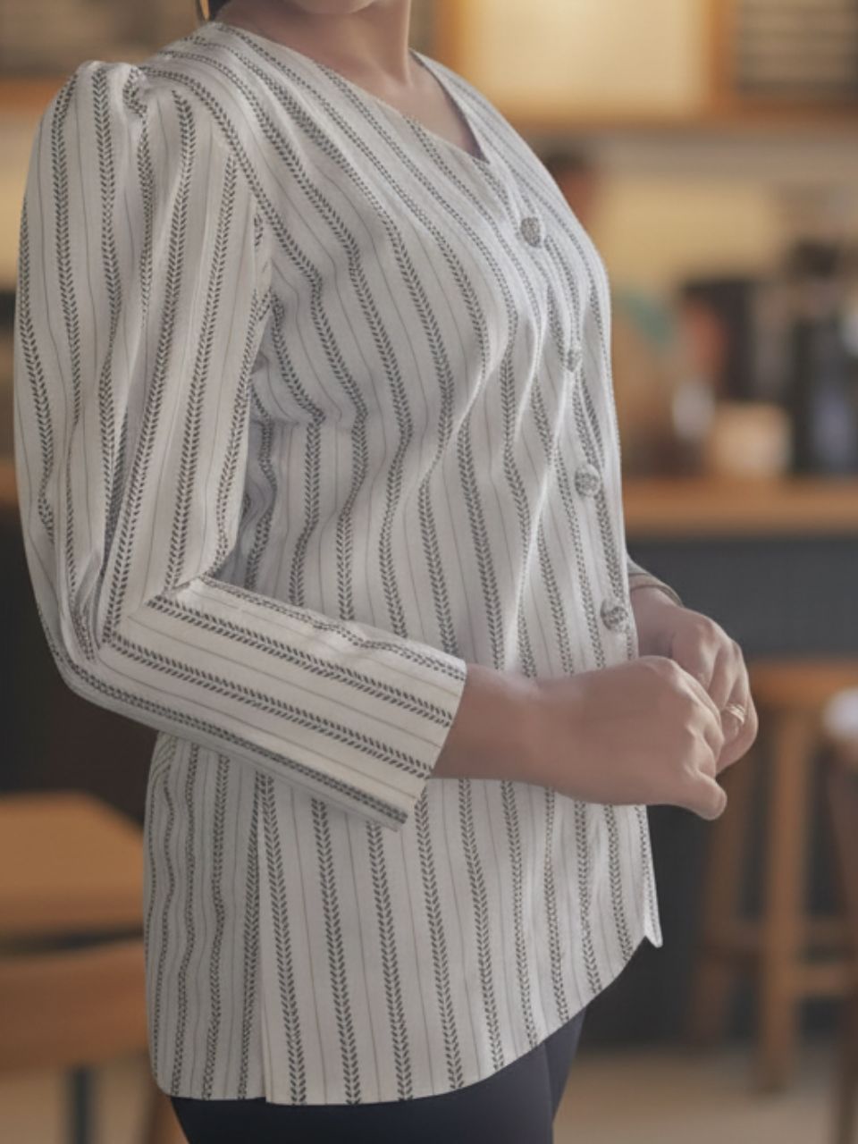 Rhythm Black And White Shirt, cotton shirt, black and white shirts, bow shirts, indo-western shirts, modern ethnic shirts, office wear shirts