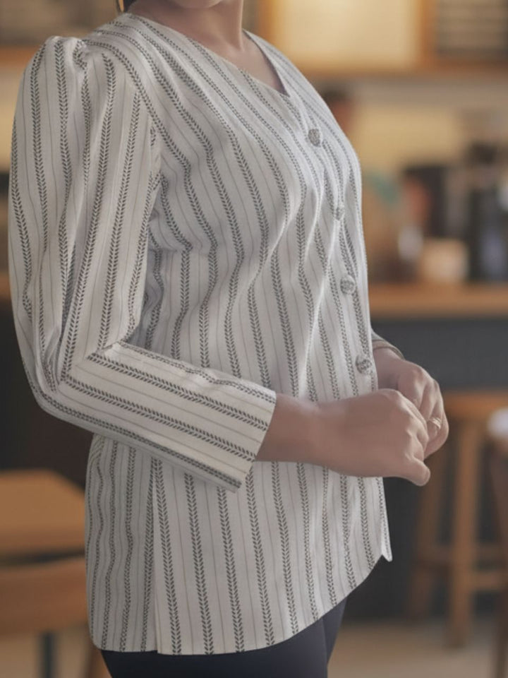 Rhythm Black And White Shirt, cotton shirt, black and white shirts, bow shirts, indo-western shirts, modern ethnic shirts, office wear shirts