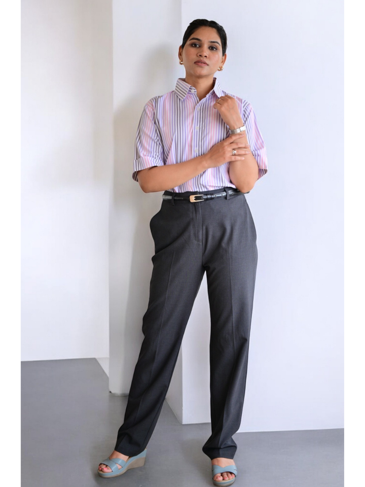 Purple Blush Stripes Shirt, Purple and pink color, stripes shirt, yarn cotton shirt, office wear shirt, formal shirt
