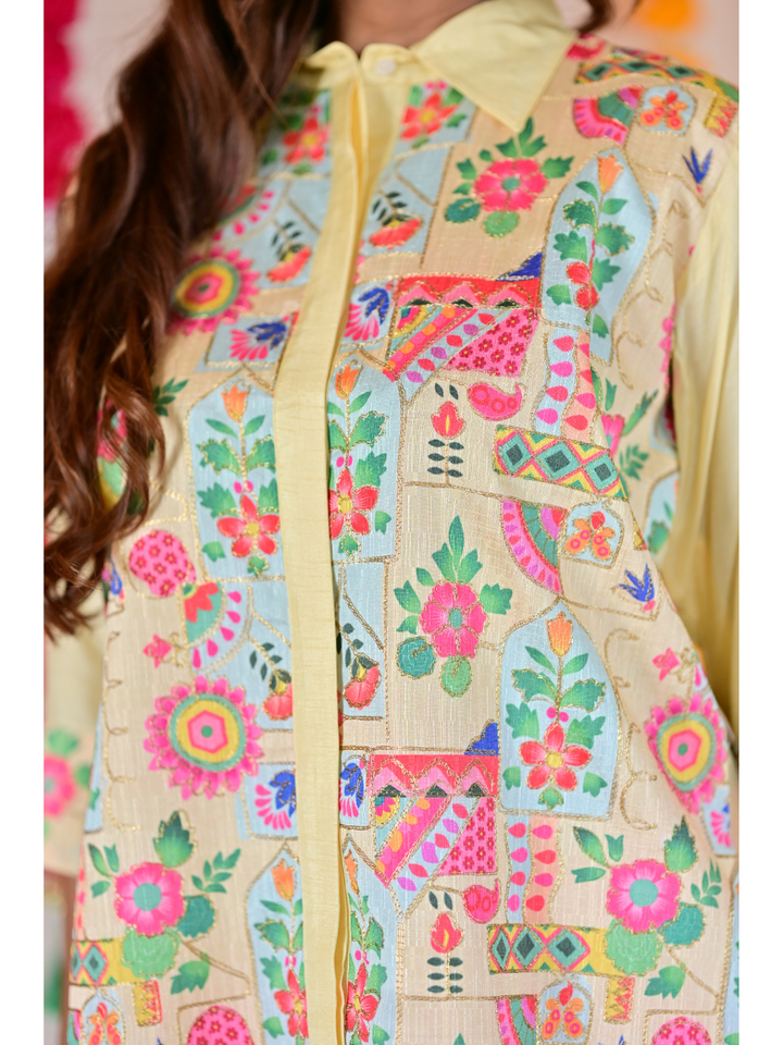 Traditional Zari Elegance Shirt, mulberry silk shirt, pink shirt, partywear shirt, embroidered shirt