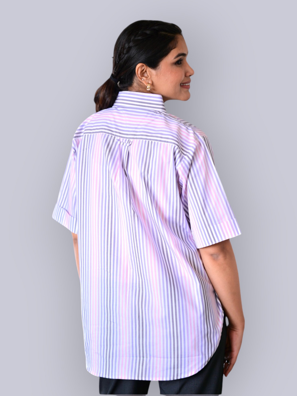 Purple Blush Stripes Shirt, Purple and pink color, stripes shirt, yarn cotton shirt, office wear shirt, formal shirt
