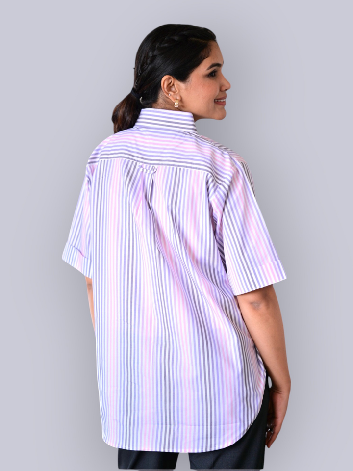 Purple Blush Stripes Shirt, Purple and pink color, stripes shirt, yarn cotton shirt, office wear shirt, formal shirt
