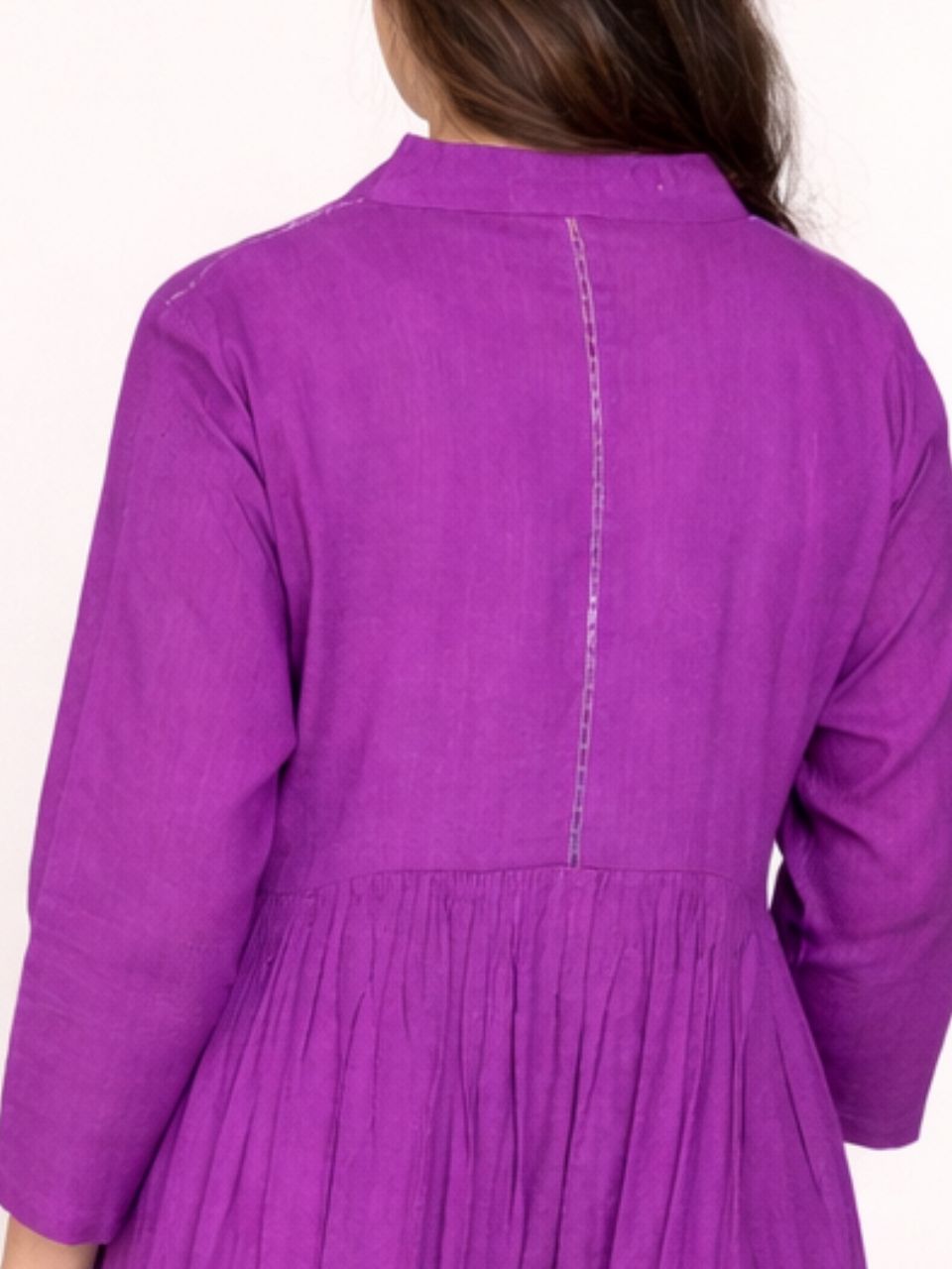 Purple Cotton Linen Side String Kurti, cotton linen kurti, purple kurti, long kurti, side string kurti