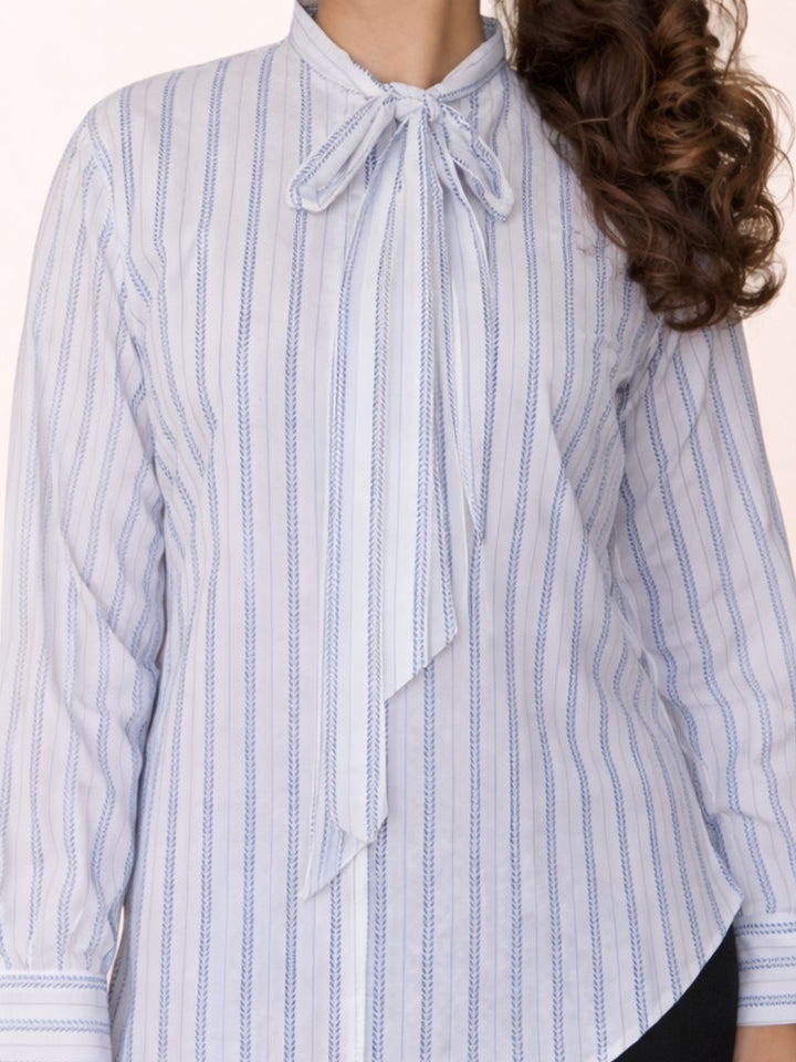 Rhythm Black And White Bow Top Shirt, cotton shirt, black and white shirts, bow shirts, indo-western shirts, modern ethnic shirts, office wear shirts