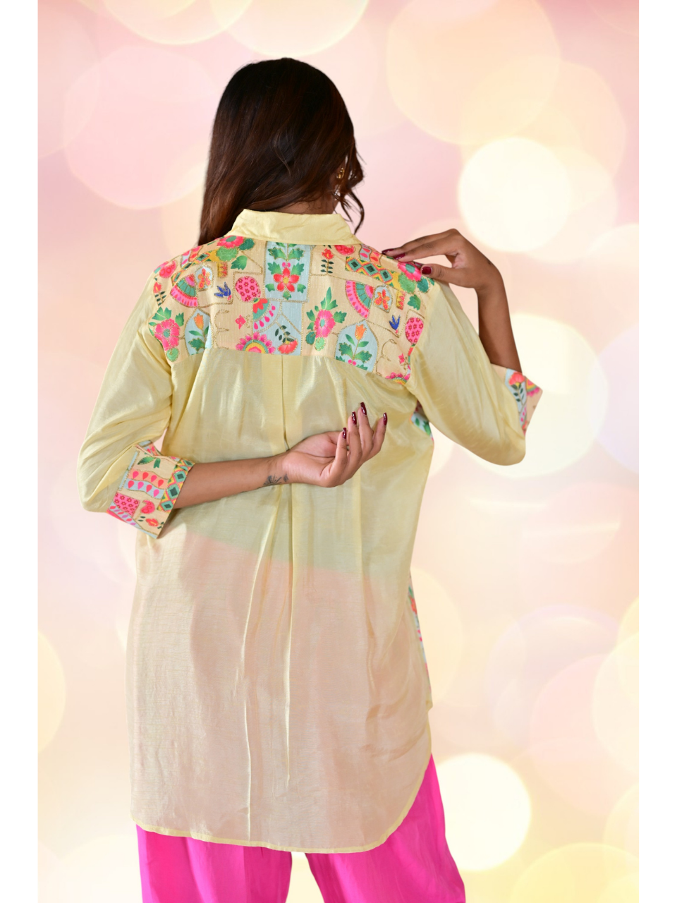 Traditional Zari Elegance Shirt, mulberry silk shirt, pink shirt, partywear shirt, embroidered shirt