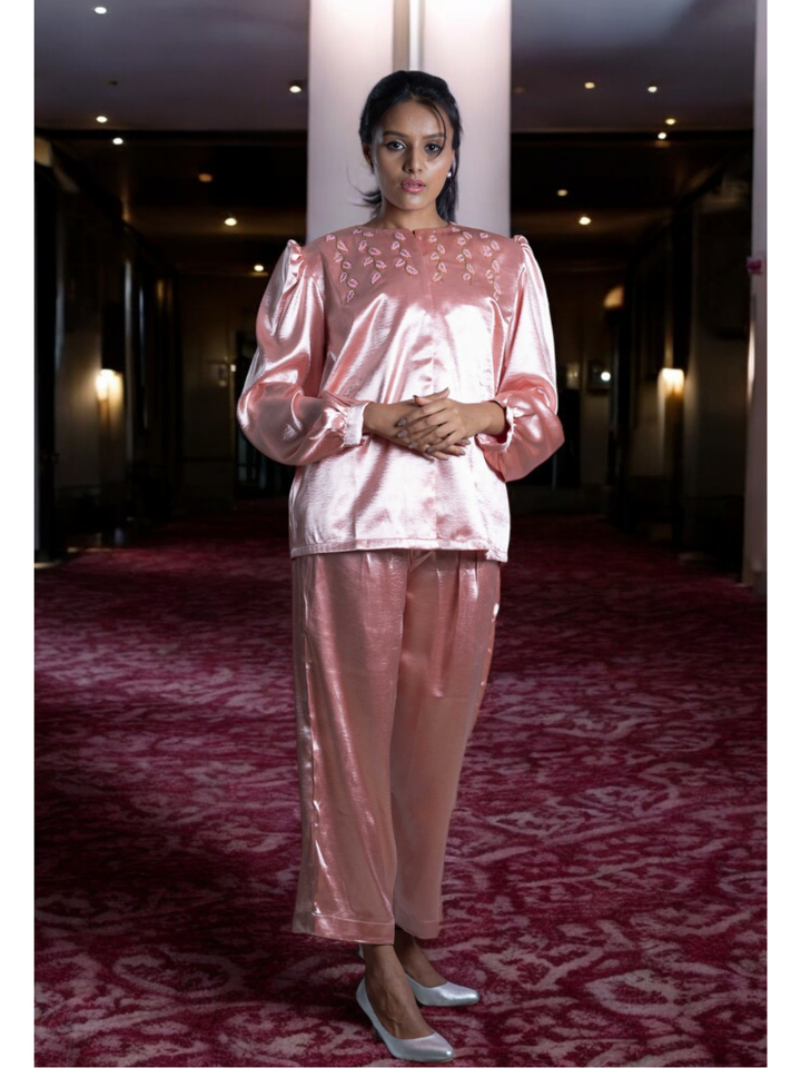 Blush satin Radiance Set, satin co ord set, pink co ord set, party wear co ord
, Pongal sale, Lohri sale