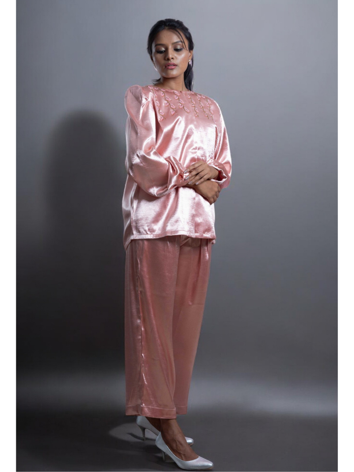 Blush satin Radiance Set, satin co ord set, pink co ord set, party wear co ord, Pongal sale, Lohri sale
