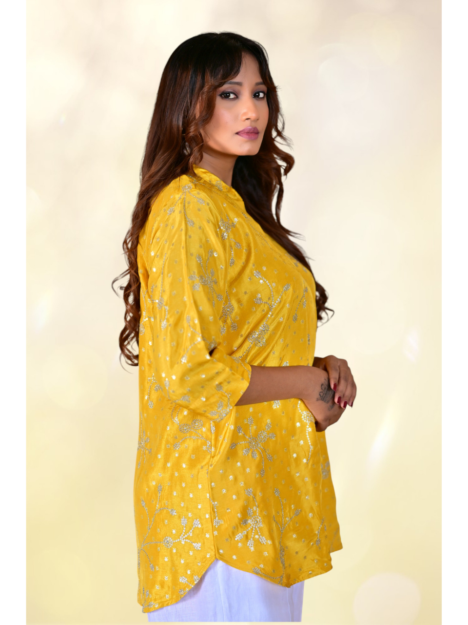  Khadi Silk Zari Shirt, khadi shirt, yellow shirts, partywear shirts
