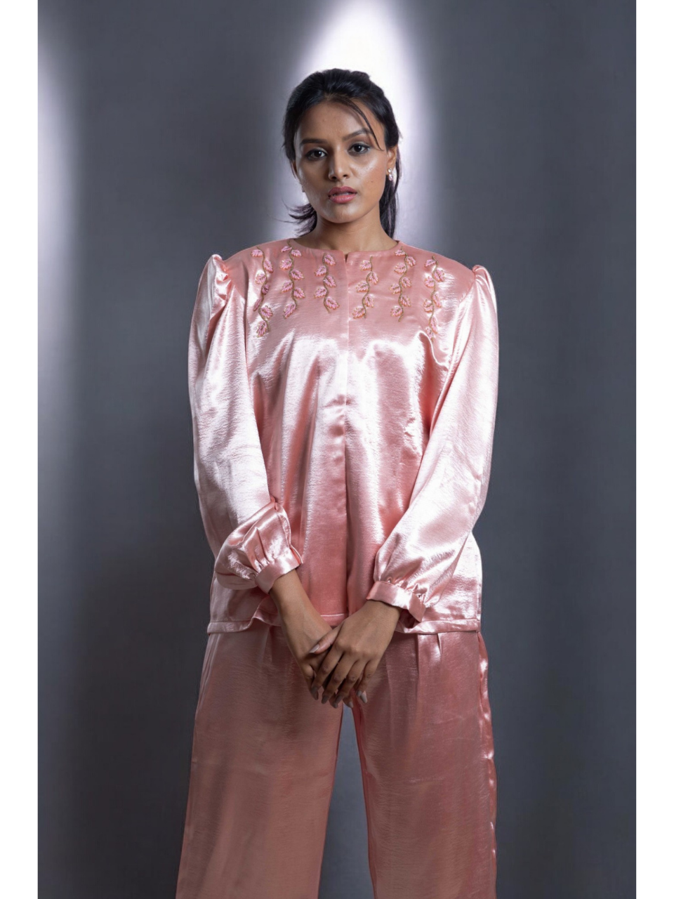 Blush satin Radiance Set, satin co ord set, pink co ord set, party wear co ord, Pongal sale, Lohri sale
