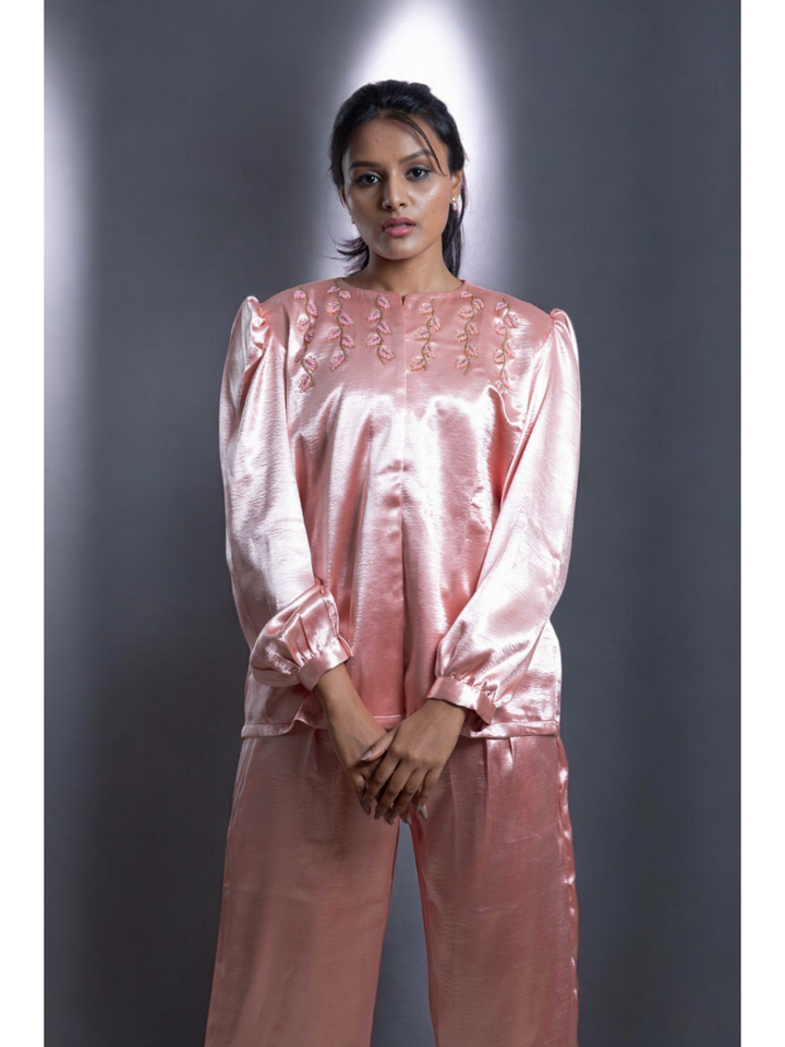 Blush satin Radiance Set, satin co ord set, pink co ord set, party wear co ord, Pongal sale, Lohri sale
