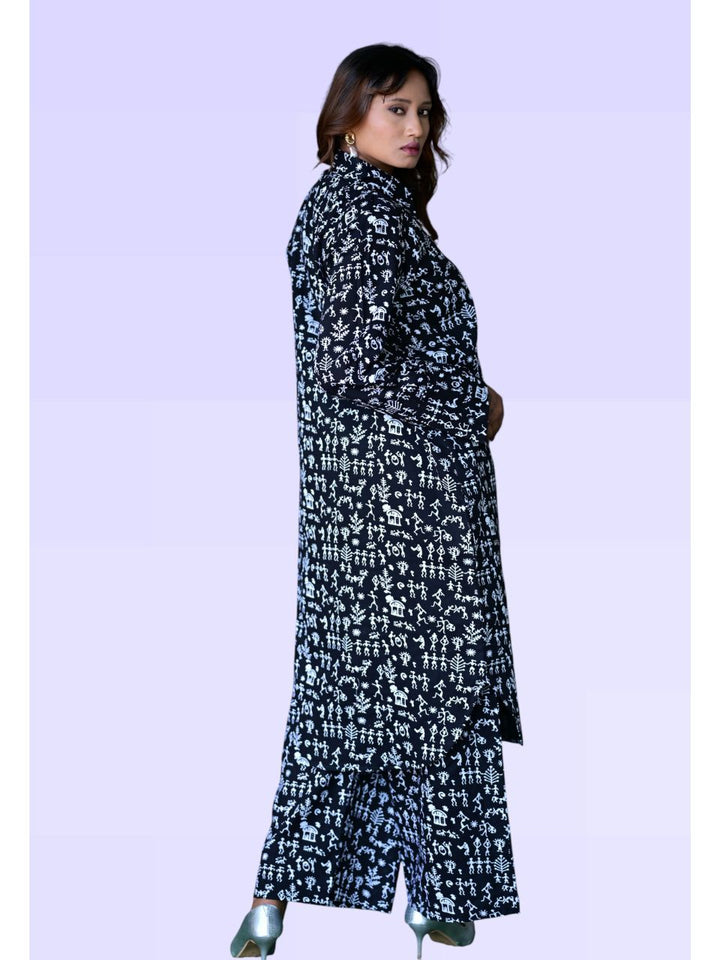  Black Worli Charm Set, cotton co ord set, black co-ord set, indowestern set, modern ethnic, printed sets, black & white set