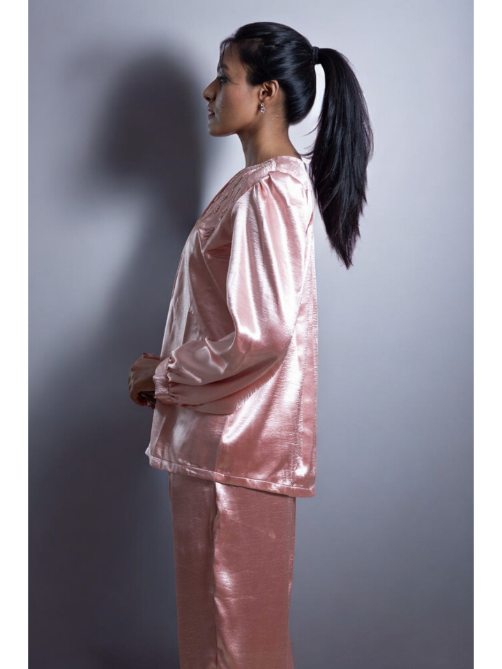 Blush satin Radiance Set, satin co ord set, pink co ord set, party wear co ord, Pongal sale, Lohri sale
