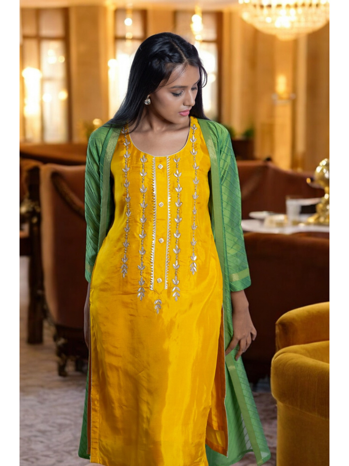  Radiant Yellow Set, silk co ord set, yellow co ord set, party wear co ord, Pongal sale, Lohri sale