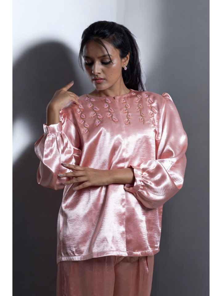 Blush satin Radiance Set, satin co ord set, pink co ord set, party wear co ord, Pongal sale, Lohri sale
