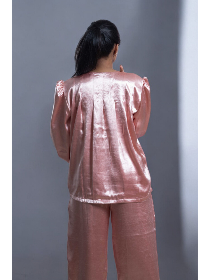 Blush satin Radiance Set, satin co ord set, pink co ord set, party wear co ord, Pongal sale, Lohri sale

