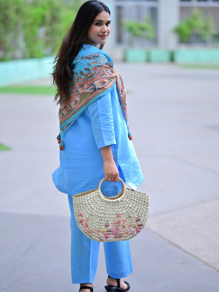  Blue Kurtis, Blue Breeze Cotton Linen Kurti, Cotton linen Kurtis for women 