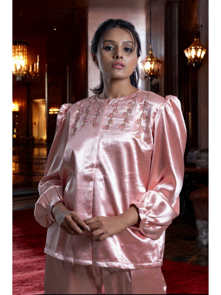 Blush satin Radiance Set, satin co ord set, pink co ord set, party wear co ord, Pongal sale, Lohri sale, Pongal sale, Lohri sale, Pongal sale, Lohri sale