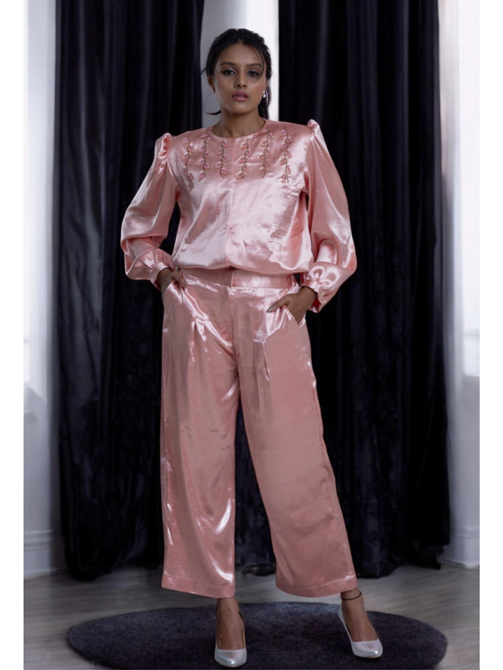 Blush satin Radiance Set, satin co ord set, pink co ord set, party wear co ord, Pongal sale, Lohri sale
