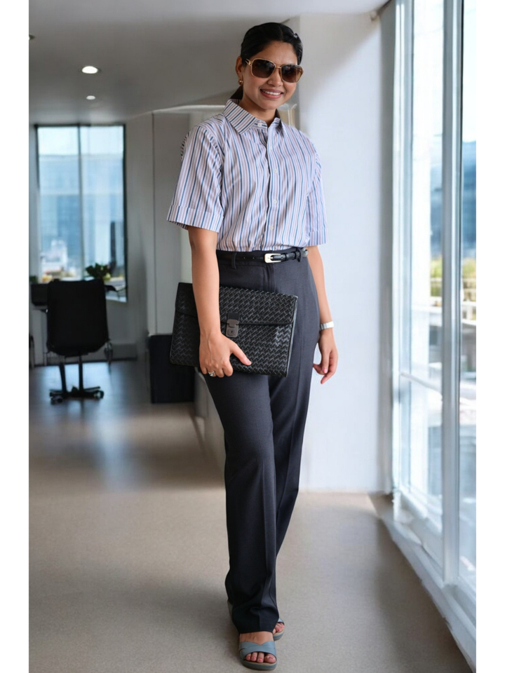 Urban Stripes Shirt, yarn cotton shirt, Grey and brown color shirt, stripes shirt, formal shirts