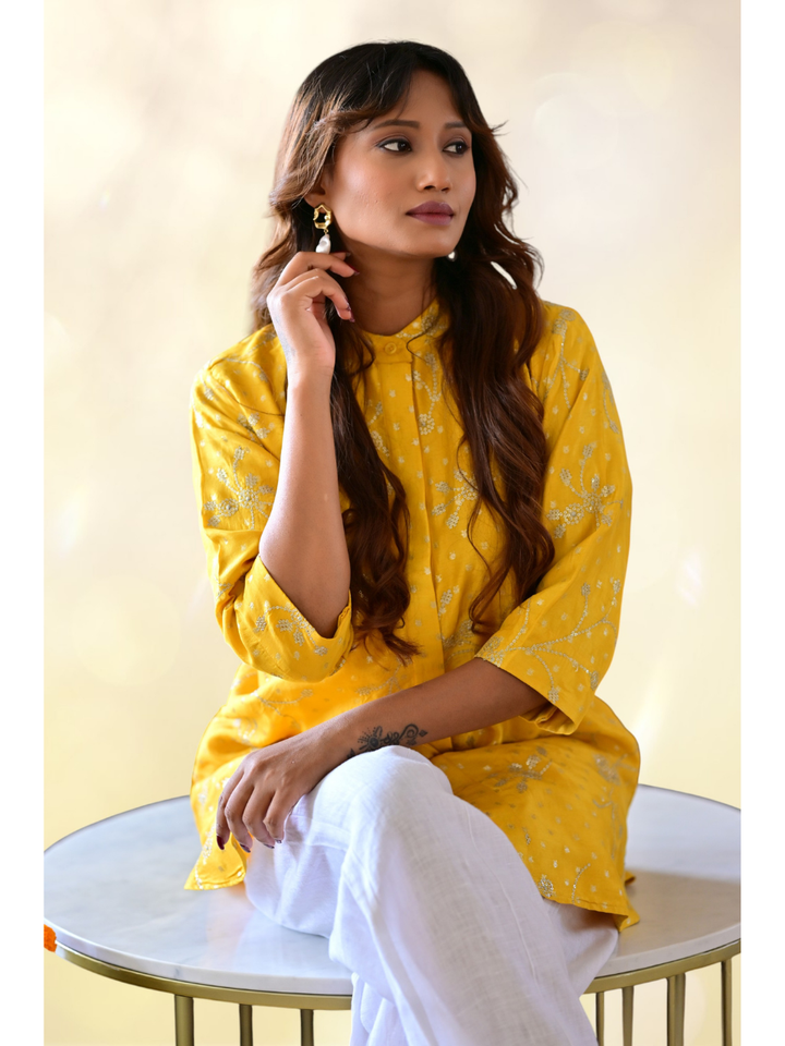  Khadi Silk Zari Shirt, khadi shirt, yellow shirts, partywear shirts
