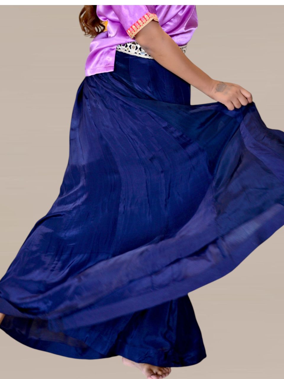 Navy Blue Skirt, flared skirt, partywear skirt, silk skirt