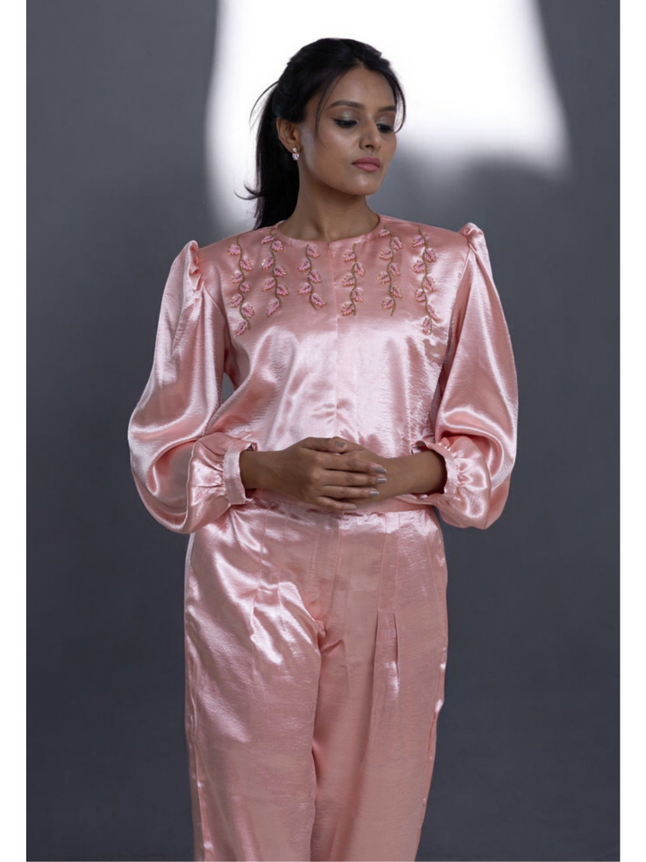 Blush satin Radiance Set, satin co ord set, pink co ord set, party wear co ord, Pongal sale, Lohri sale
