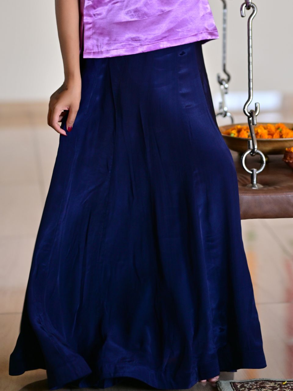 Navy Blue Skirt, flared skirt, partywear skirt, silk skirt