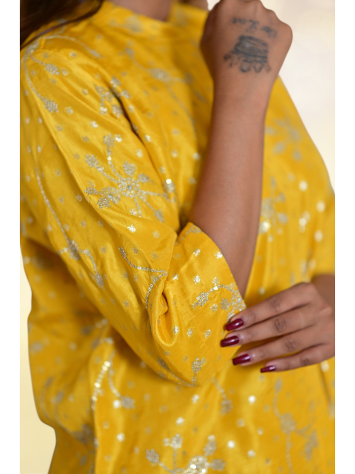  Khadi Silk Zari Shirt, khadi shirt, yellow shirts, partywear shirts
