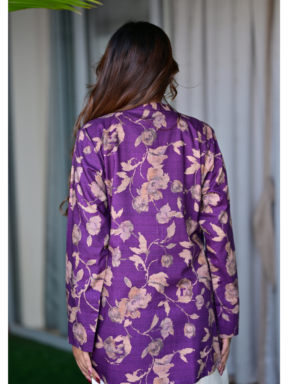 Purple Pashmina Print Shirt Kurti, pashmina shirt, purple shirts, partywear kurtis