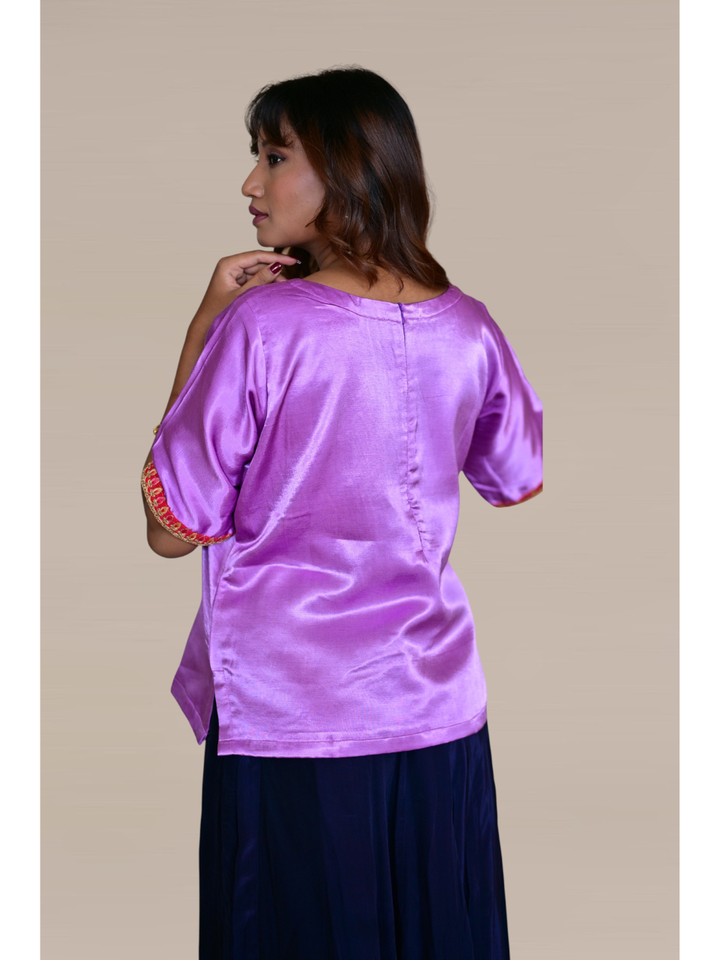 Pink Blue Rajkumari Ensemble, Skirt Set, partywear set, purple set, silk set