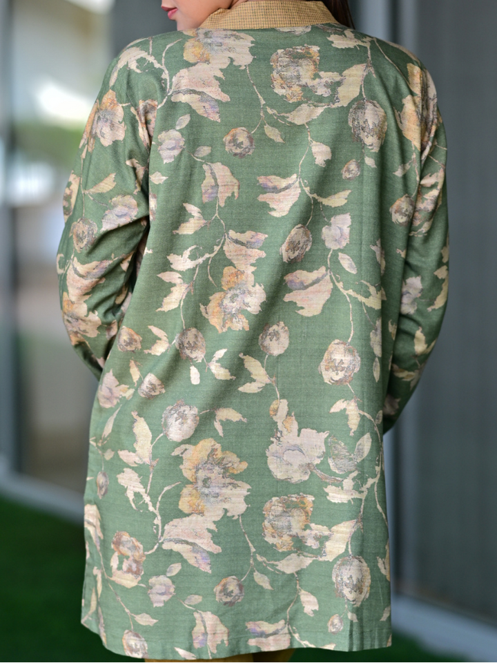 Pashmina Shirt Kurti, pashmina fabric shirt, green shirts, partywear kurti