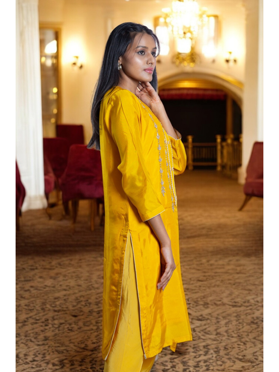  Radiant Yellow Set, silk co ord set, yellow co ord set, party wear co ord, Pongal sale, Lohri sale