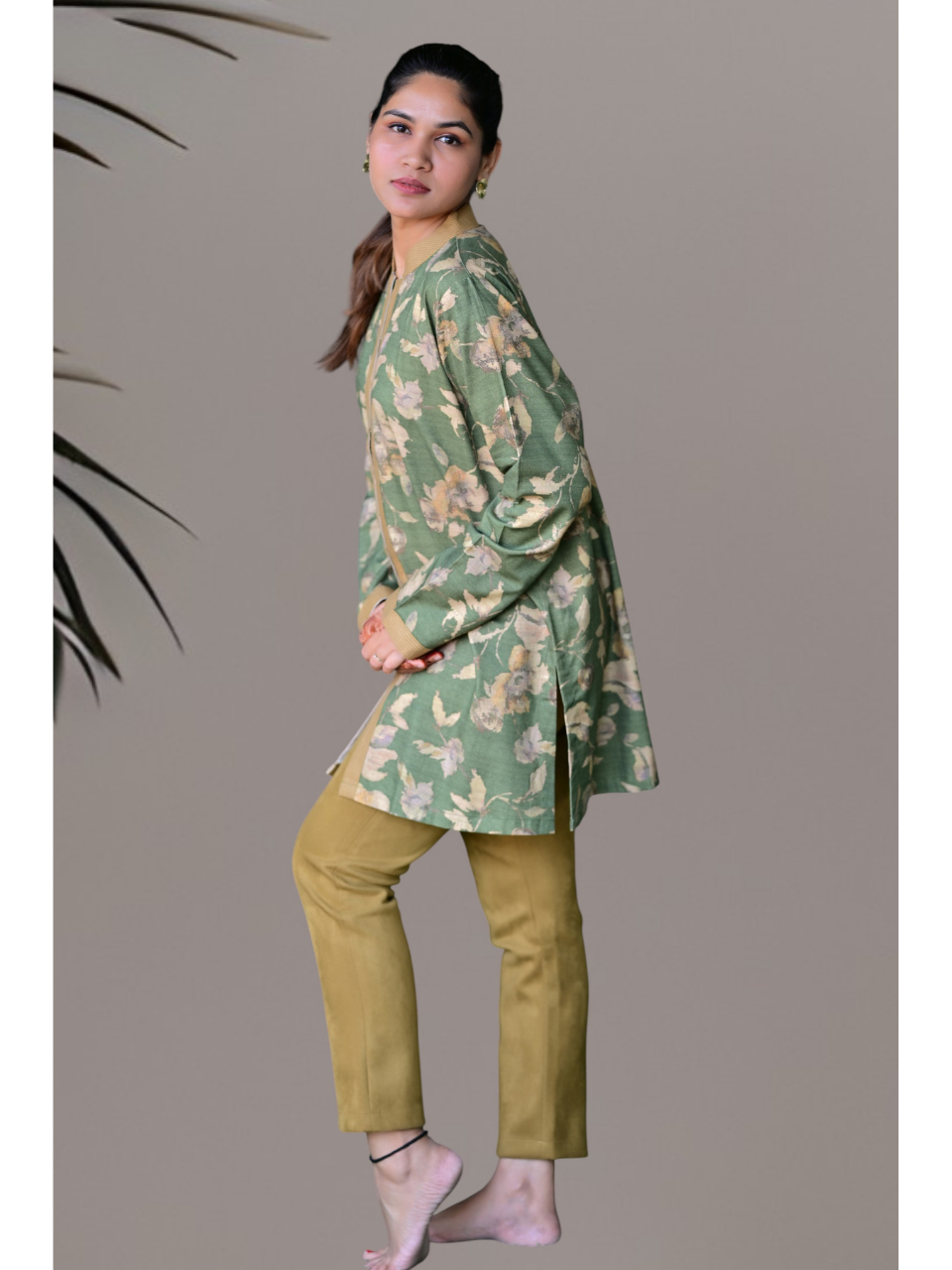 Pashmina Shirt Kurti, pashmina fabric shirt, green shirts, partywear kurti