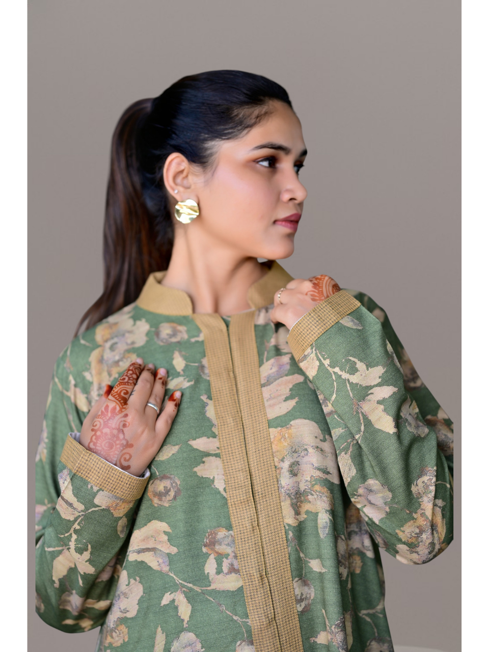 Pashmina Shirt Kurti, pashmina fabric shirt, green shirts, partywear kurti