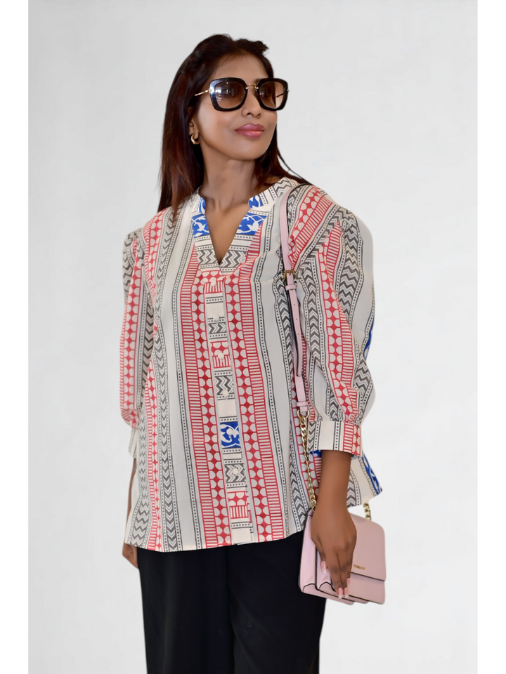 Pattern Bloom Shirt – Hand Block Print on Cambric Cotton, pattern shirt, printed shirts, cambric cotton shirts