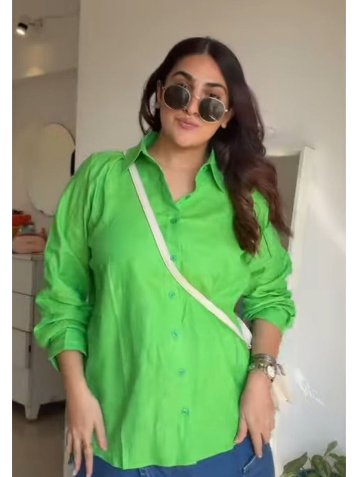 Green Pure Linen Shirt
