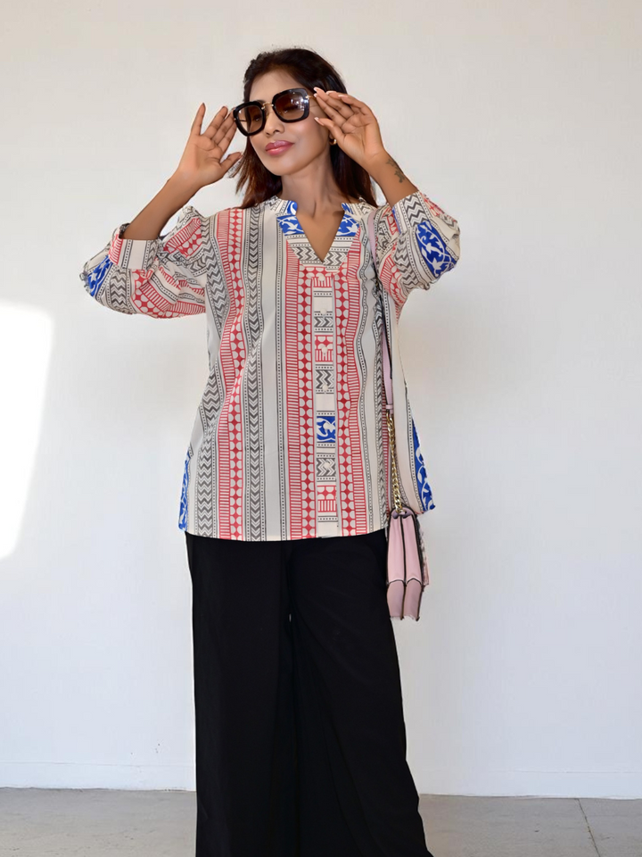 Pattern Bloom Shirt – Hand Block Print on Cambric Cotton, pattern shirt, printed shirts, cambric cotton shirts