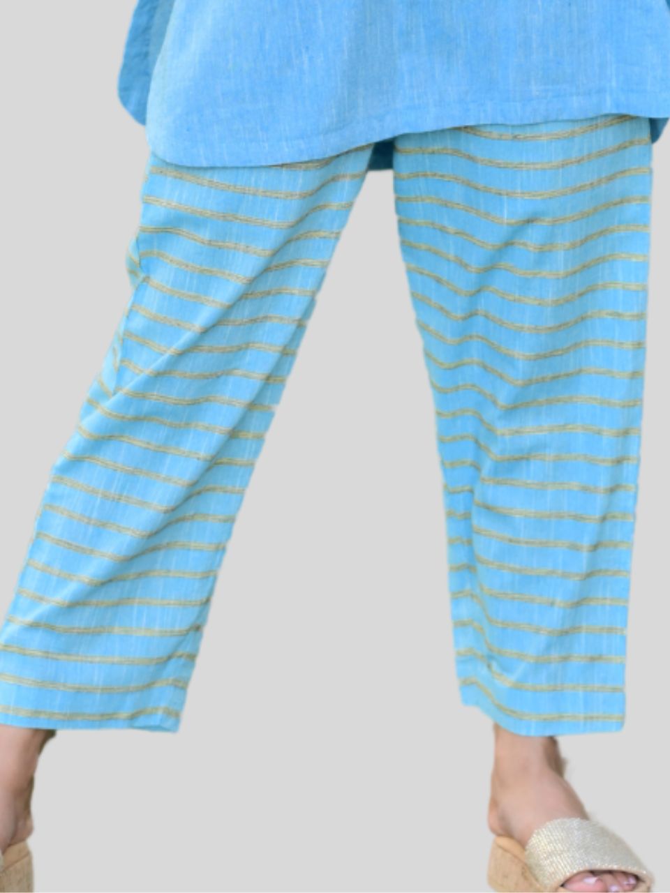 Blue Cotton Linen Bottom Wear, cotton trousers, linen pajama, blue pants