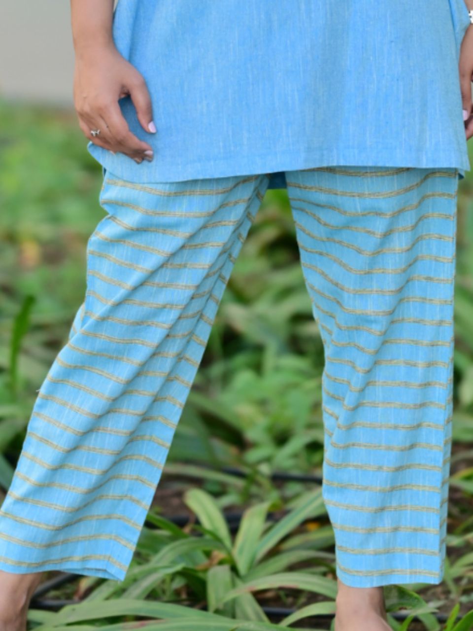 Blue Cotton Linen Bottom Wear, cotton trousers, linen pajama, blue pants
