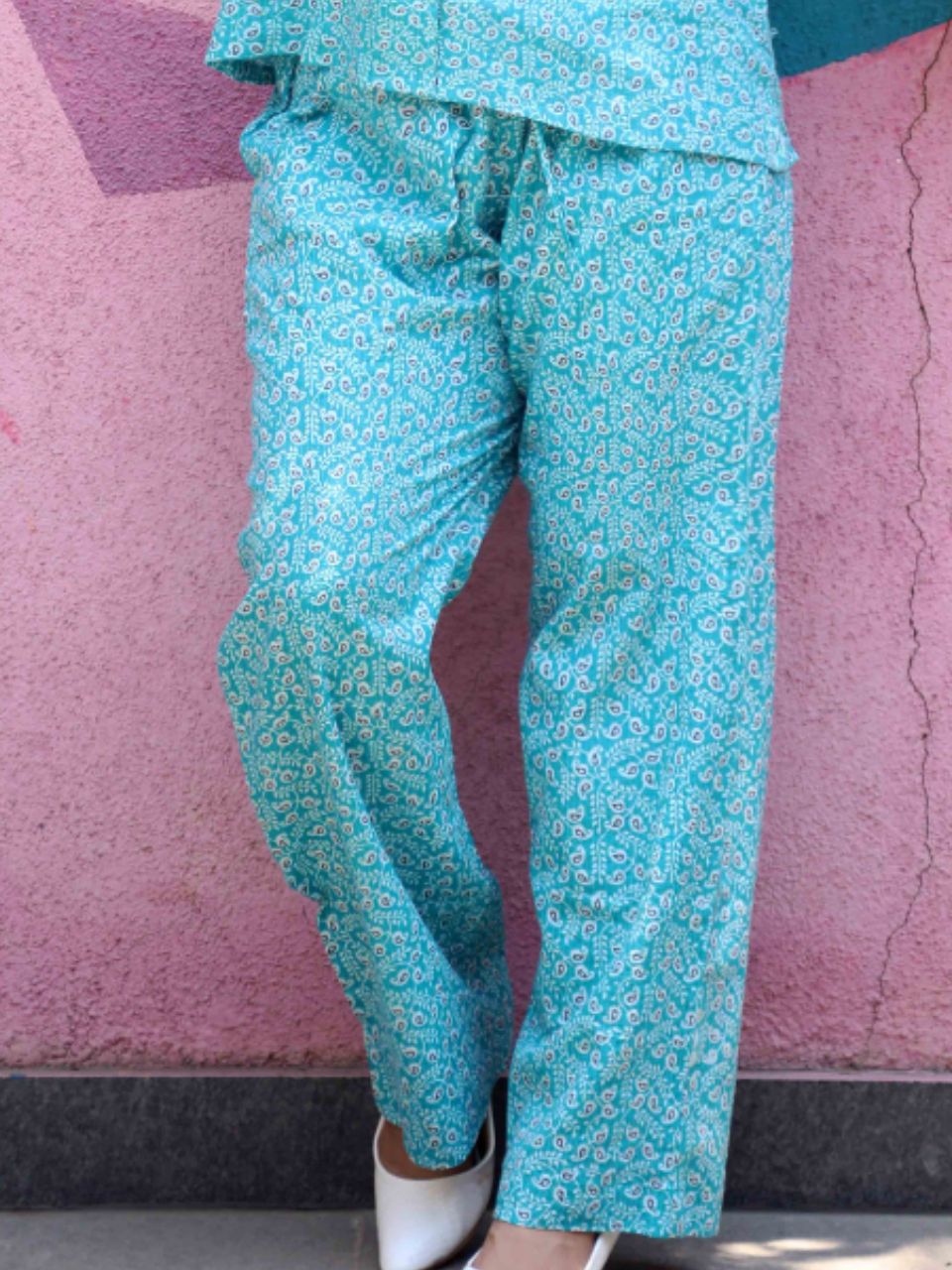 A Petals in blue Bottom Wear, blue trousers, cotton pants, blue pajamas