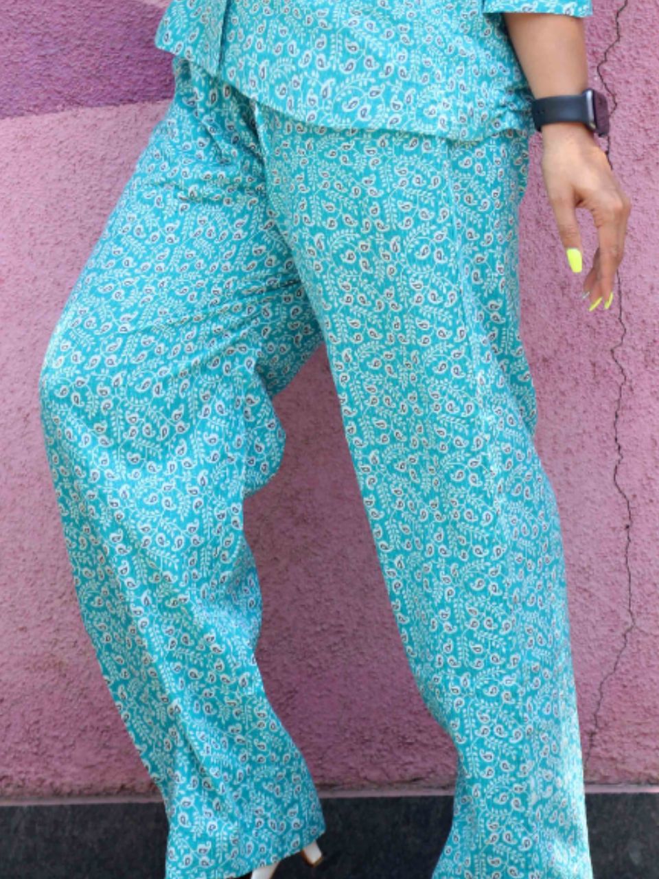A Petals in blue Bottom Wear, blue trousers, cotton pants, blue pajamas