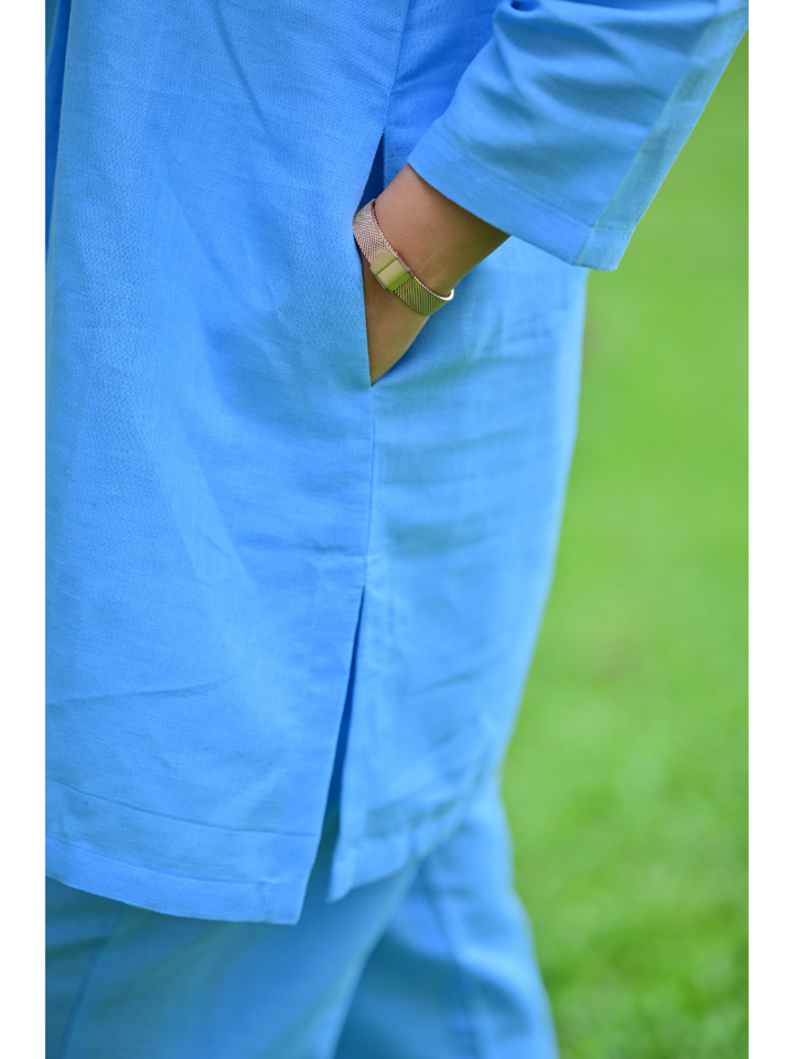  Blue Kurtis, Blue Breeze Cotton Linen Kurti, Cotton linen Kurtis for women 