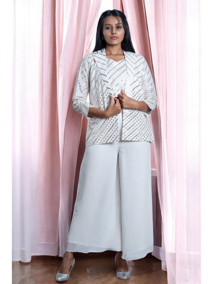 Chanderi Embroidered Top, chanderi top for women, crop top, white top, partywear top, Pongal sale, Lohri sale
