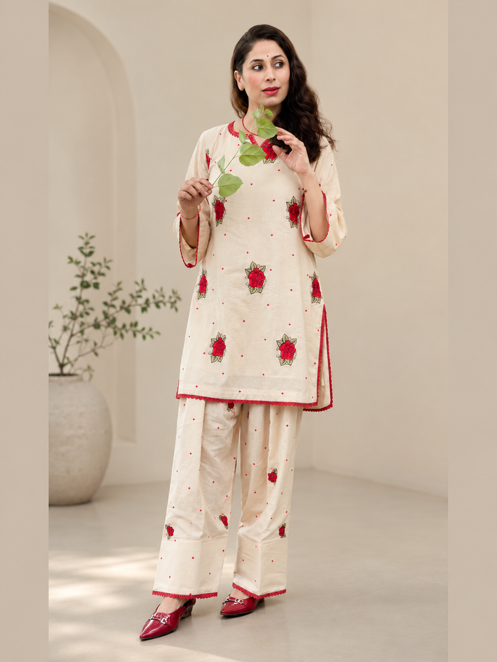 Ivory Rose Embroidered Farshi Salwar Set