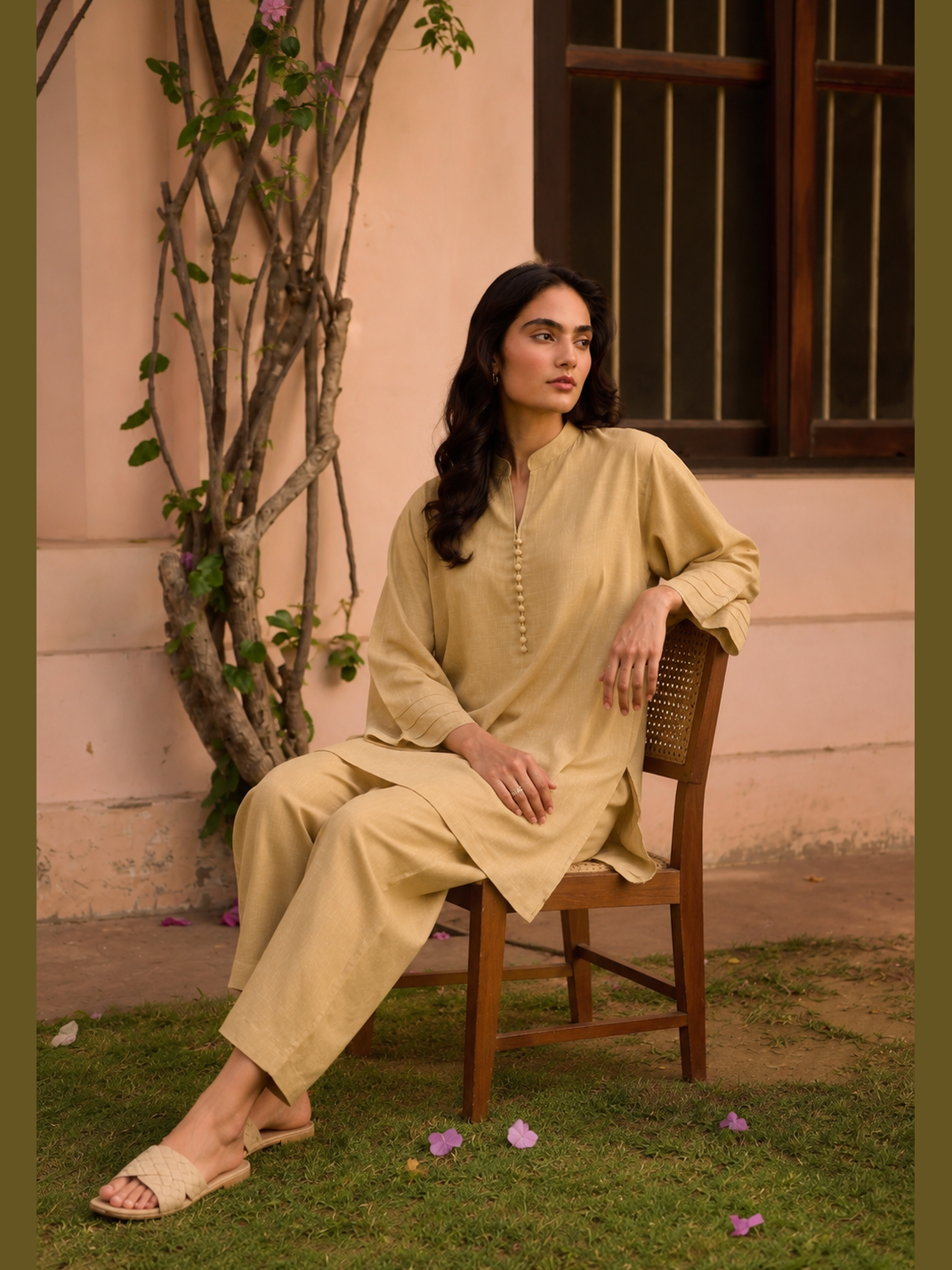 Beige Relaxed Cord Set