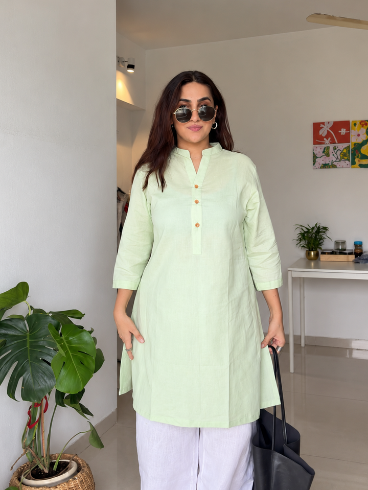Mint Ease Cotton Linen Kurta