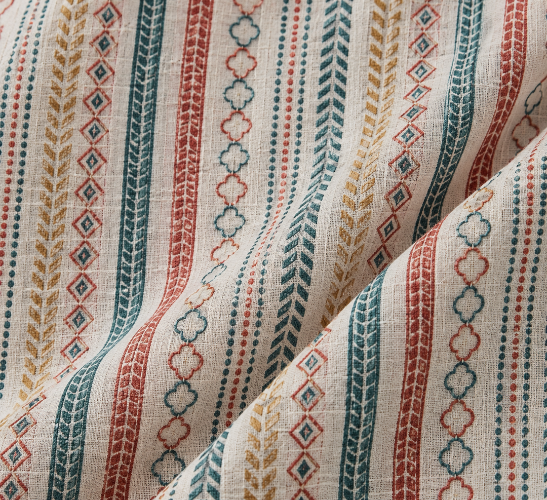 BOHO STRIPE COTTON LINEN SHIRT