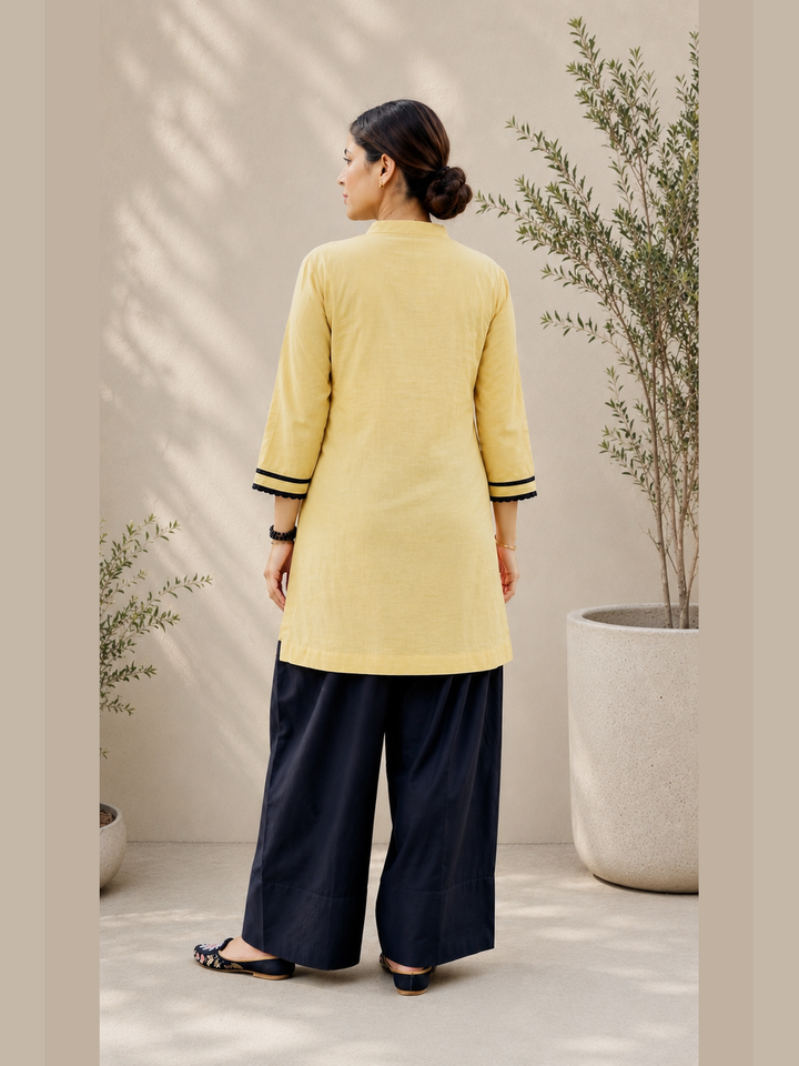 Beige & Black Farshi Salwar Kurta Set
