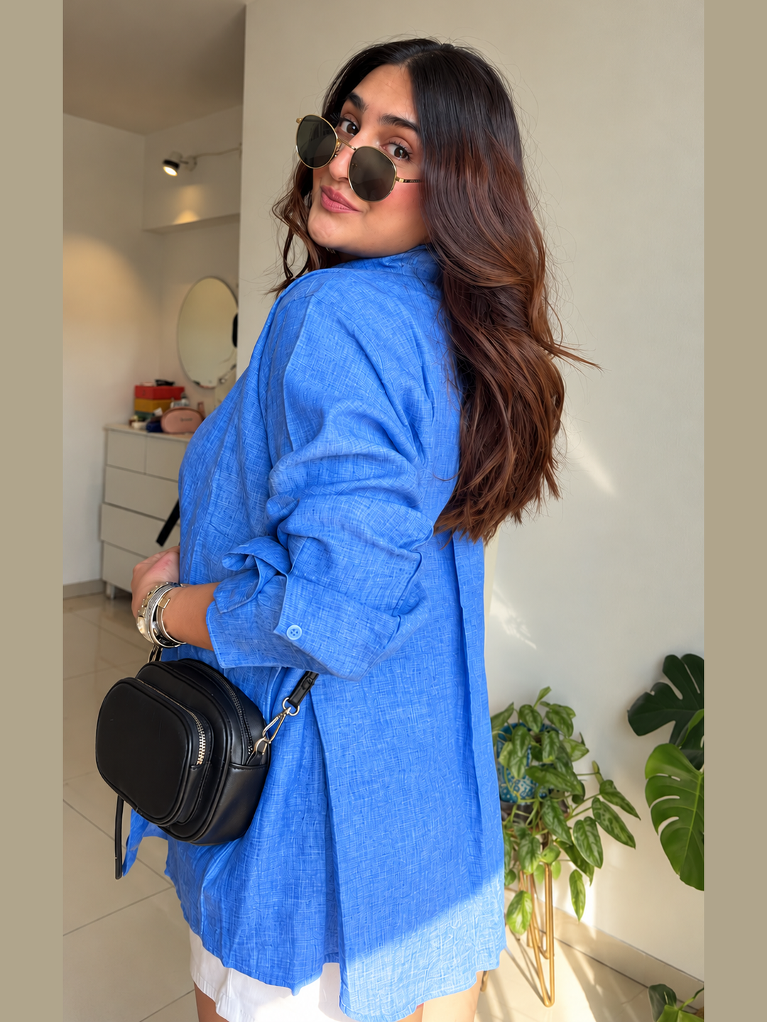 Shop Lush Layers’ Royal Blue Pure Linen Shirt for women. Crafted from breathable 60 lea linen for effortless office and weekend dressing.
Royal Blue Pure Linen Shirt for Women – Lush Layers